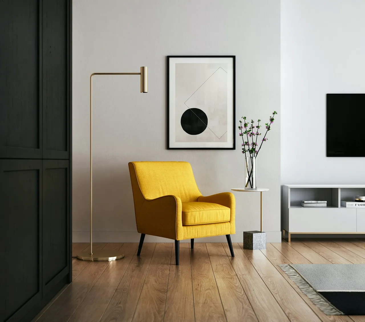 Living-room windows where a screen can be reviewed
